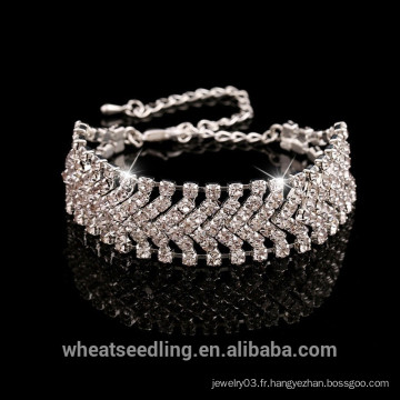 Bracelet en argent sterling en vrac 925 avec bracelet en cristal, femme